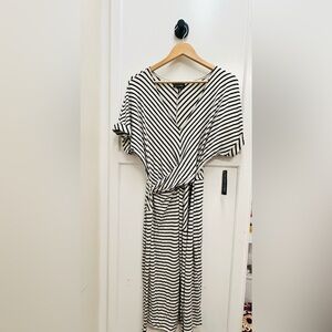 Allison Brittney Black and White Striped Midi Dress size large